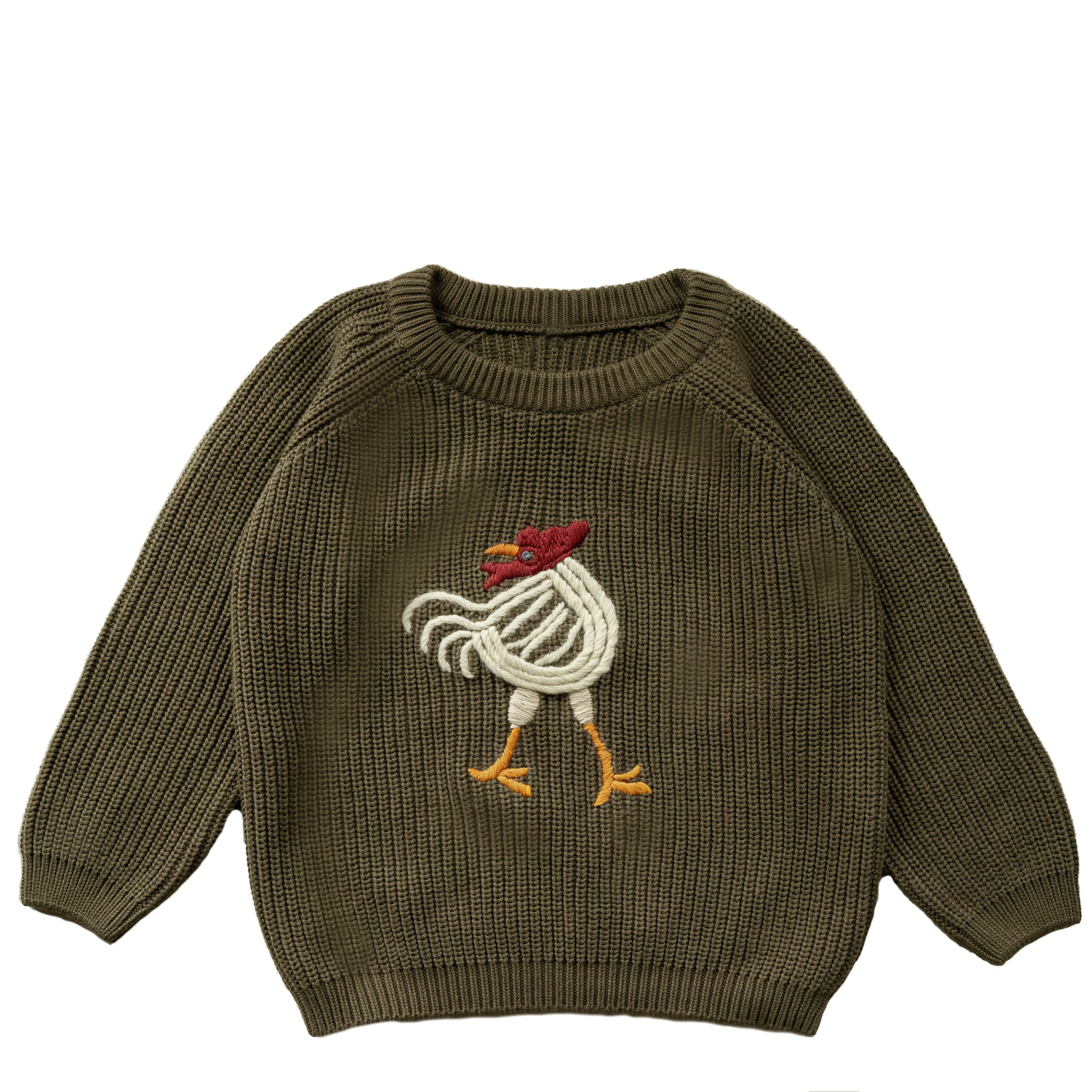 Hanevild – Striktrøje, Olive – Bronze grøn