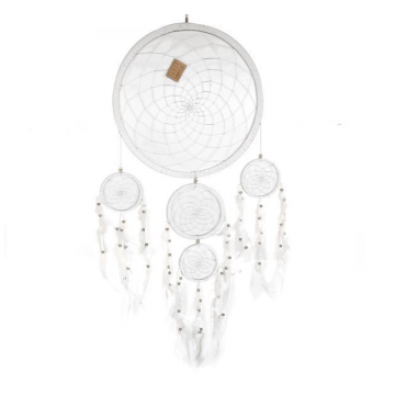Drømmefanger med 5 ringe Hvid - Kraftfulde symboler - GodKarmaShop