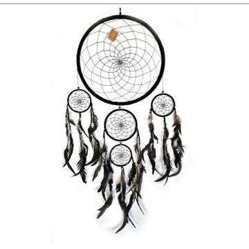Drømmefanger med 5 ringe sort - Kraftfulde symboler - GodKarmaShop