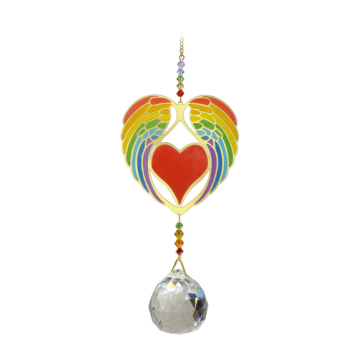 Englevinger med hjerte - Guld - Swarovski krystaller Gold - GodKarmaShop