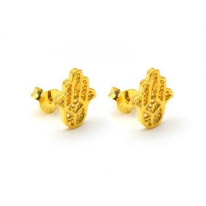 Fatimas hånd øreringe i guld - Spirituelle smykker - GodKarmaShop