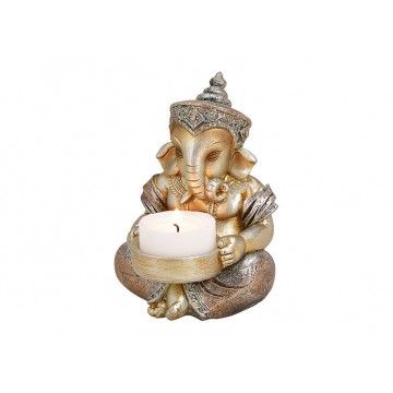 Glimmer Ganesha lille med lys 11cm - Ganesha - GodKarmaShop