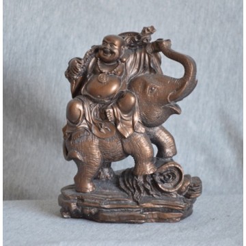 Happy Buddha på elefant - Buddha statuer generelt - GodKarmaShop