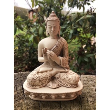 Hvid Buddha Turning the Wheel of the Dharma. - Buddha statuer generelt - GodKarmaShop