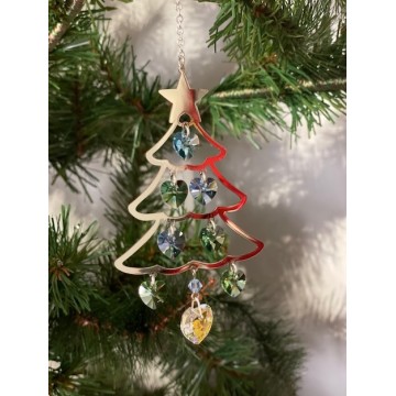 Juletræ med grønne hjerte krystaller - Swarovski krystaller Large - GodKarmaShop