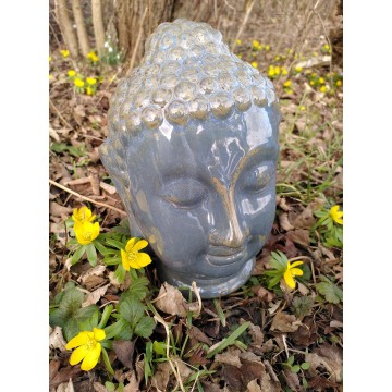 Keramik Buddha hoved blå - Buddha statuer generelt - GodKarmaShop