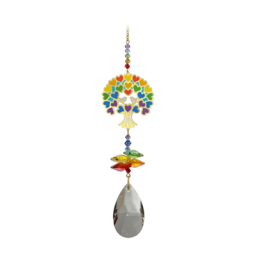 Livets træ - guld og regnbuefarvet - Swarovski krystaller Gold - GodKarmaShop