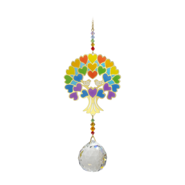 Livets Træ - Regnbue - Swarovski krystaller Gold - GodKarmaShop