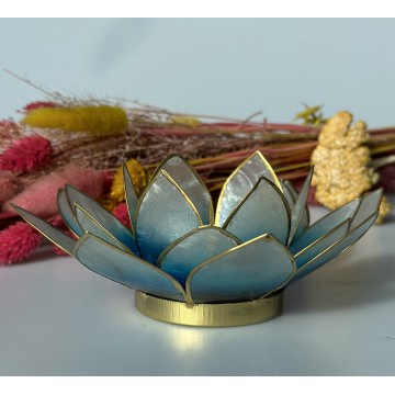 Lotus lysestage blå / Guld - Lotus Lysestager - GodKarmaShop