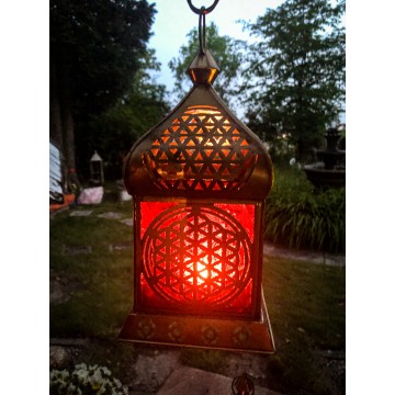 Orientalsk gylden lanterne med livets blomst - Lanterner - GodKarmaShop