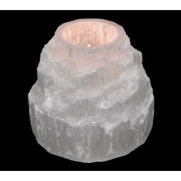 Selenit lysestage - Krystal lysestage - GodKarmaShop