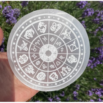 Selenit plade med Stjernetegn - krystaller og sten div. - GodKarmaShop