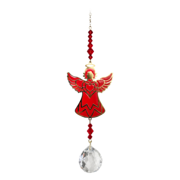 Skytsengel krystal rød - Swarovski krystaller Gold - GodKarmaShop