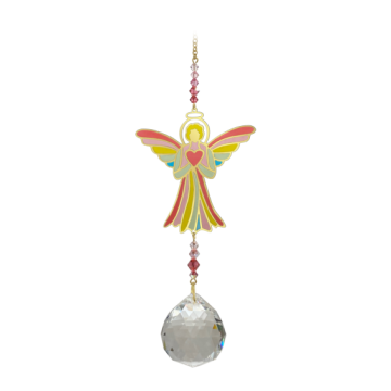 Stor engel krystal guld - Swarovski krystaller Gold - GodKarmaShop