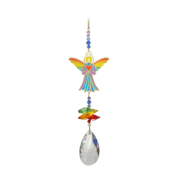 Swarovski - Engel m. hjerte - guld - Swarovski krystaller Gold - GodKarmaShop