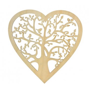 Vægophæng i træ - hjerteform - Motiv Livets træ - Livets Træ - GodKarmaShop