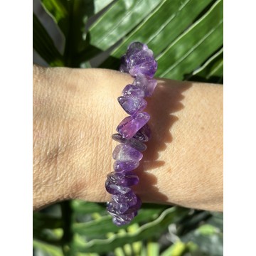 Ametyst chips armbånd L - Ametyst - GodKarmaShop