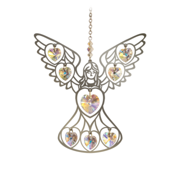 Metal engel gule hjerter - large - Swarovski krystaller Large - GodKarmaShop