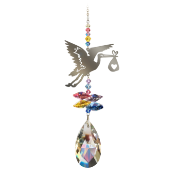 Stork med nyfødt - Swarovski krystaller small - GodKarmaShop