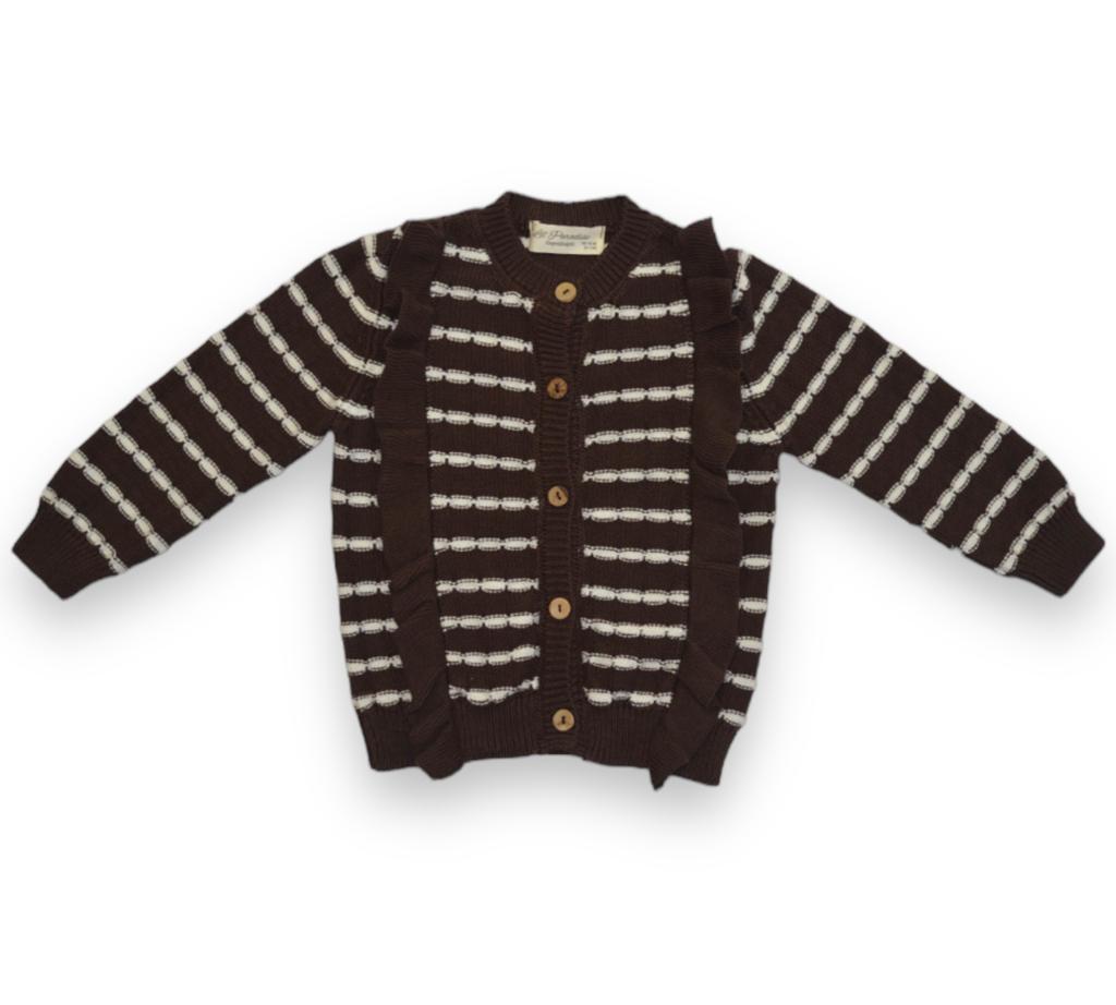 Lil´ Paradise Copenhagen – Alba Striped Frill cardigan brown, brown