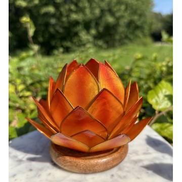 Lotus lysestage Orange large - Lotus Lysestager - GodKarmaShop