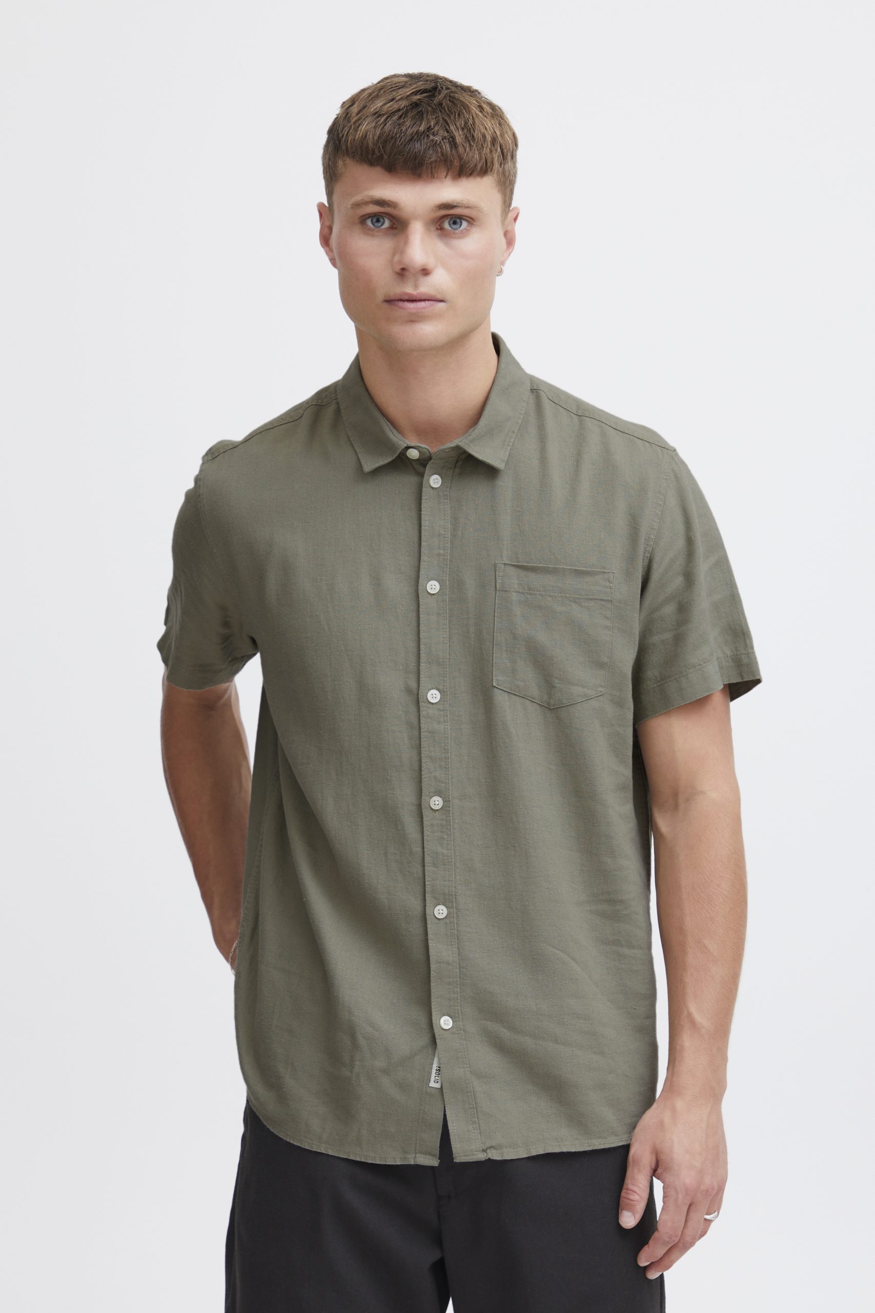 Solid SDAllan Hørskjorte Kortærmet Vetiver (Størrelse: L)