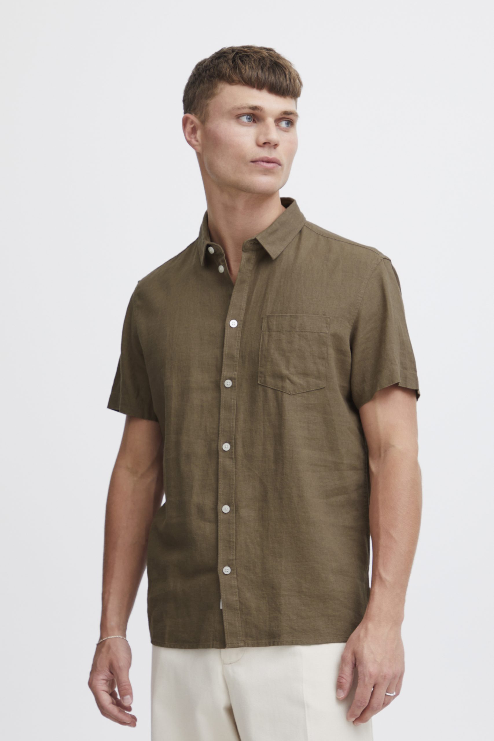 Solid SDAllan Hørskjorte Kortærmet Shitake (Størrelse: L)