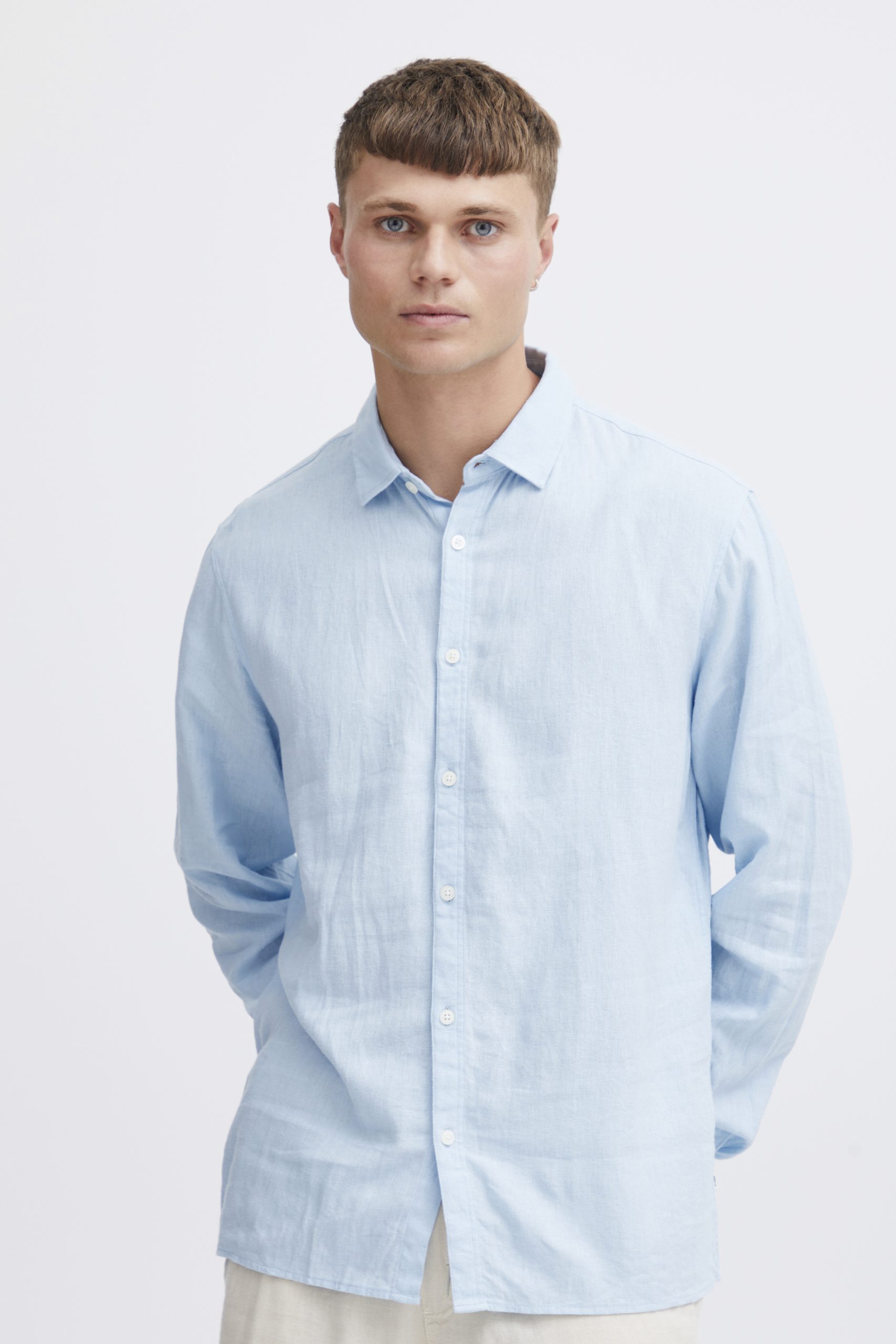 Solid Hørskjorte Ls Chambray Blue (Størrelse: M)