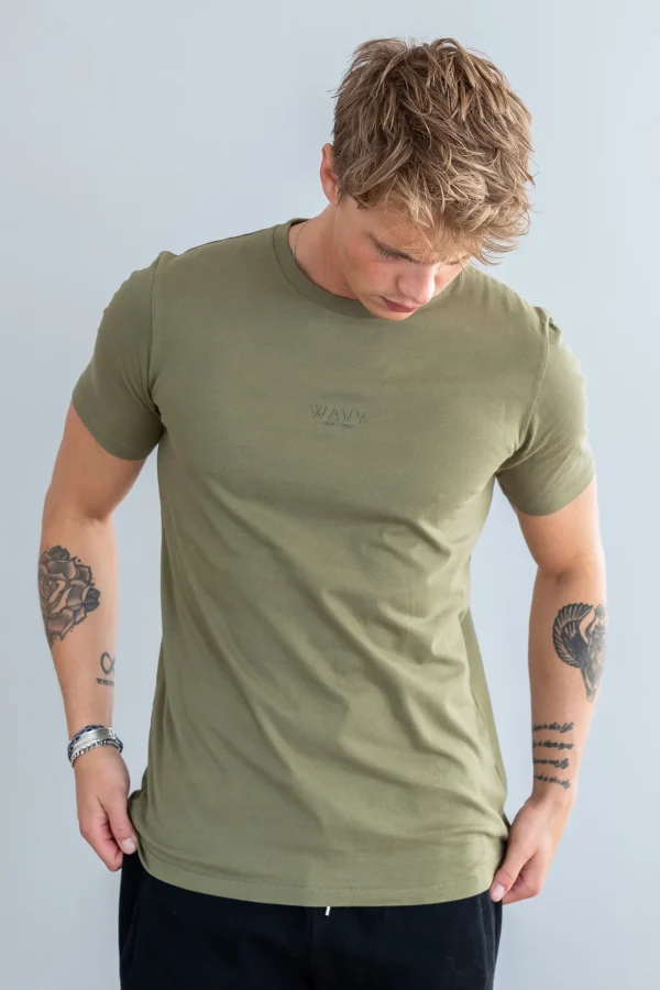 Wavy Copenhagen Tee Regular Fit Army Green (Størrelse: M) - Image 2