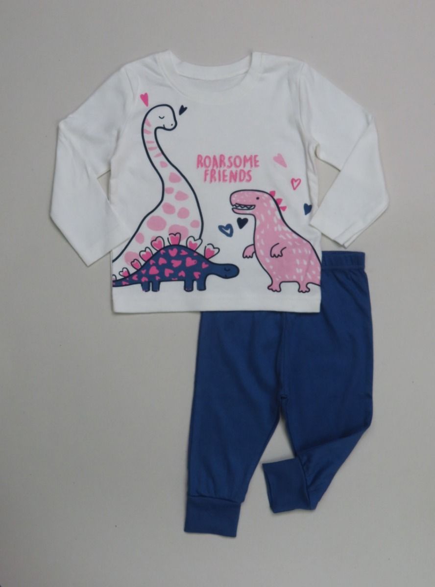 Printed Pyjamas Set Pink Dino (Størrelse: 80/86)