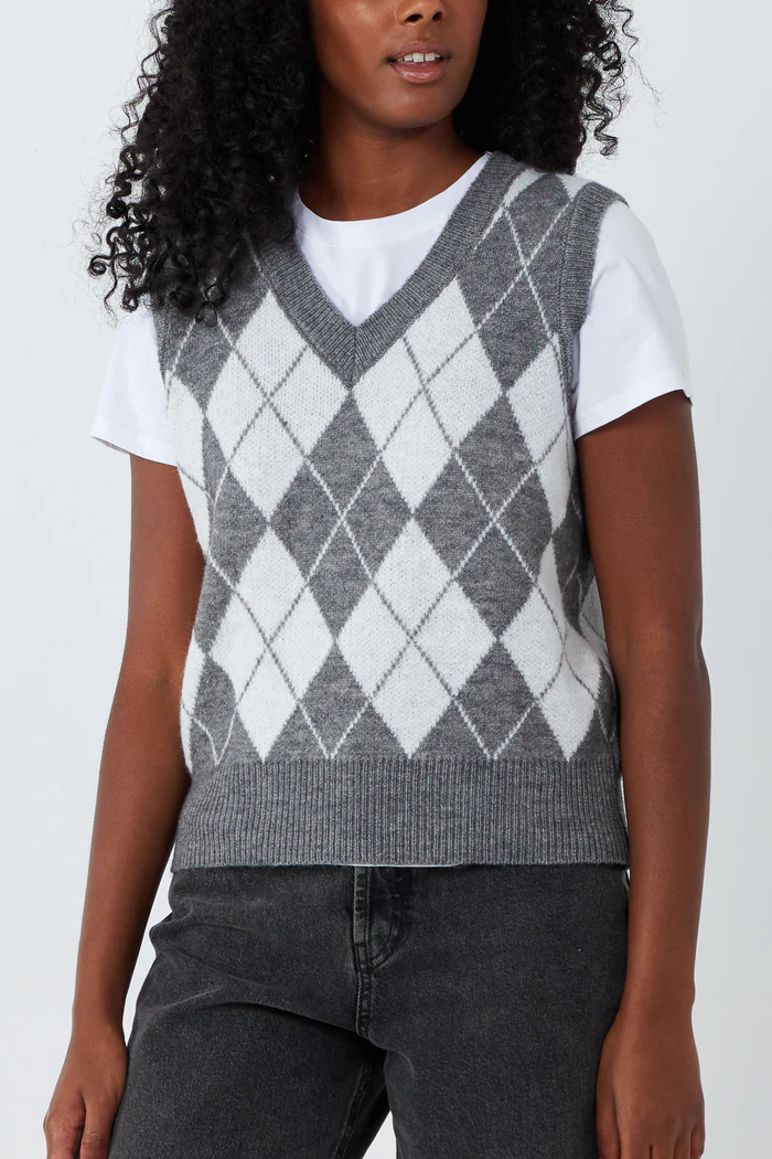 Strikvest Grå/Hvid (Størrelse: S)