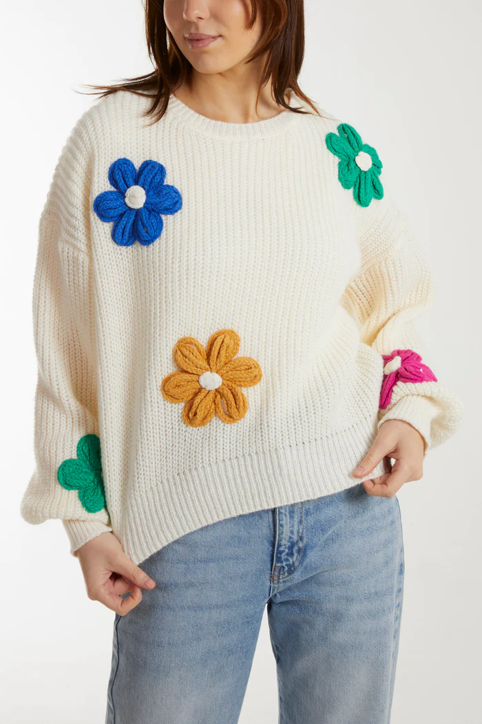 Daisy Flower Strik (Størrelse: M/L)
