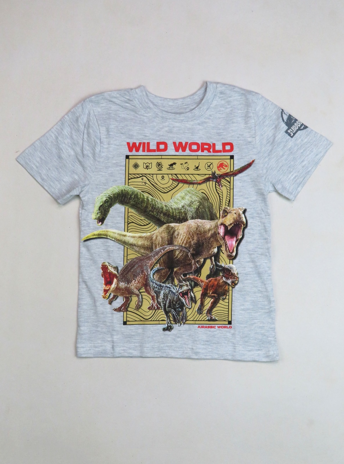 Jurassic World T-Shirt Light Grey Melange (Størrelse: 110)