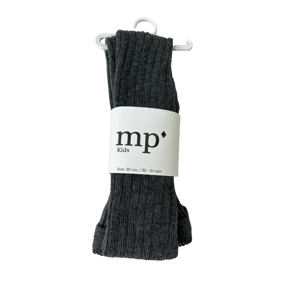 mpDenmark – Strømpebukser i bomuld m. ribmønster, Grey Melange