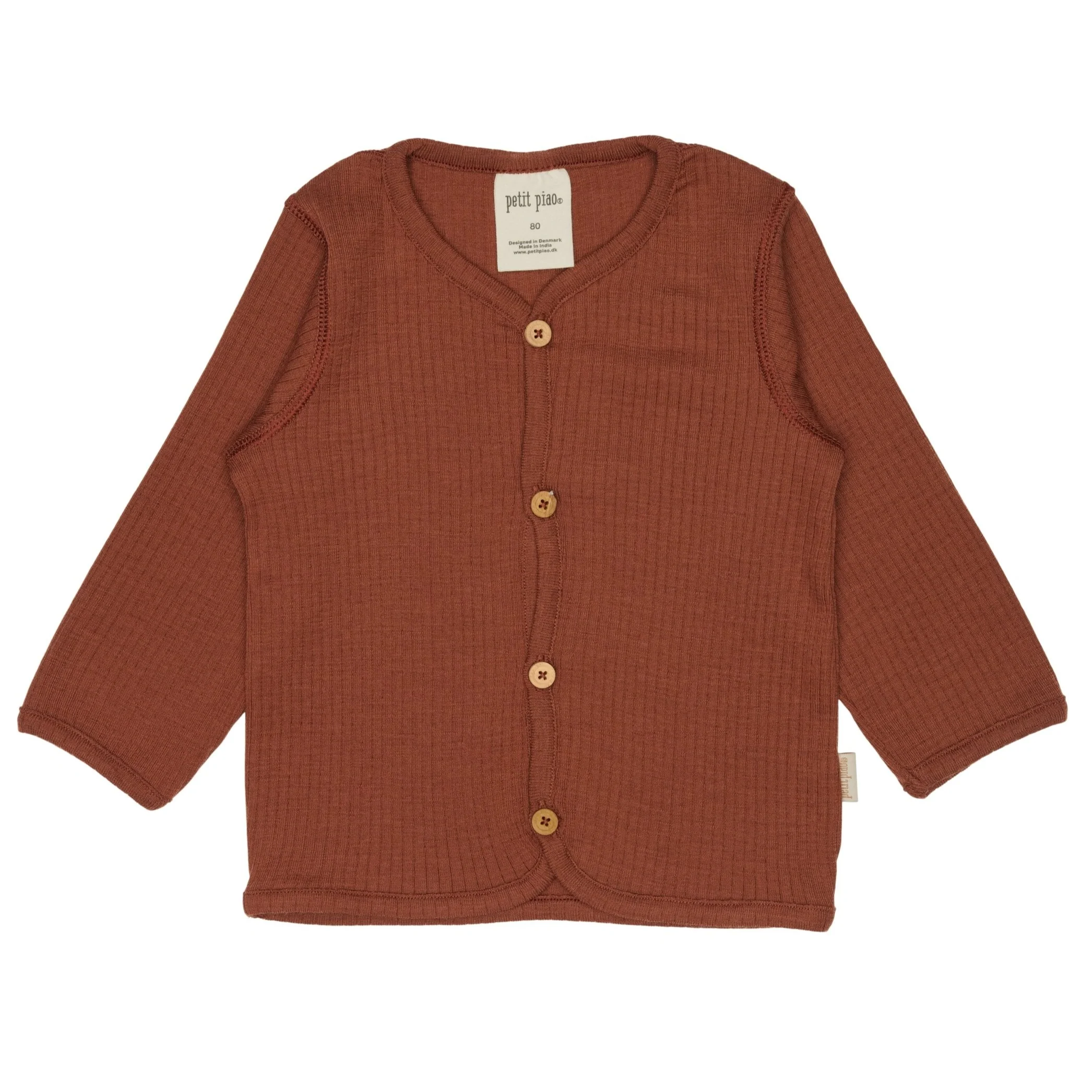 Petit Piao Cardigan Merino Wool Plain (Størrelse: 74)