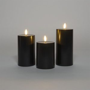 Anna’s outdoor - 3 stk. sorte udendørs LED-lys med indbygget 6 timers timer - Indendørsbelysning > LED stearinlys - Anna's Collection - Spotshop