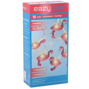 Batteridrevet flamingo lyskæde i pink på 1,2 meter med 10 LED'er - kan bruges ude- som indendørs - Lyskæder > Lyskæder til batteri udendørs - Eazyuse - Spotshop